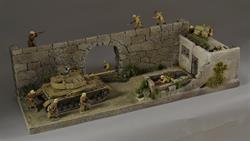 Nordafrikansk bymur og hus - diorama 