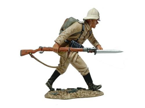 German Soldier Running with Rifle