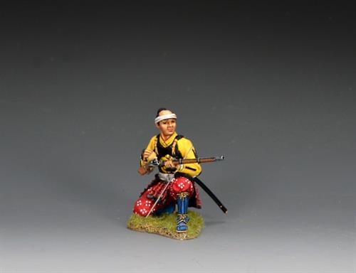 Vestlig hærs 'Ashigaru'-bueskytte rækker ud efter en pil