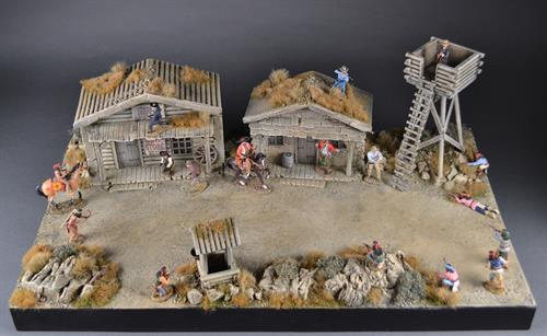Western houses and watchtower - Diorama