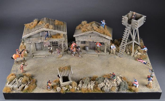 Western houses and watchtower - Diorama