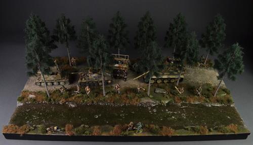 Gravelroad and paths through coniferous forest - diorama