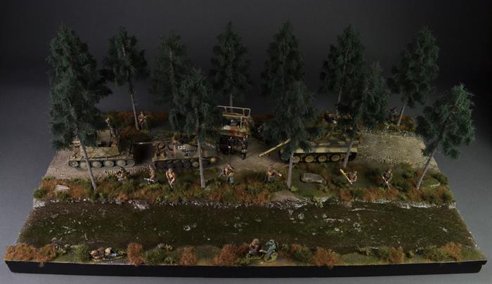 Gravelroad and paths through coniferous forest - diorama