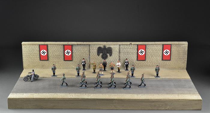 Nazi promenade med Nazi faner og Nazi ørn- diorama 