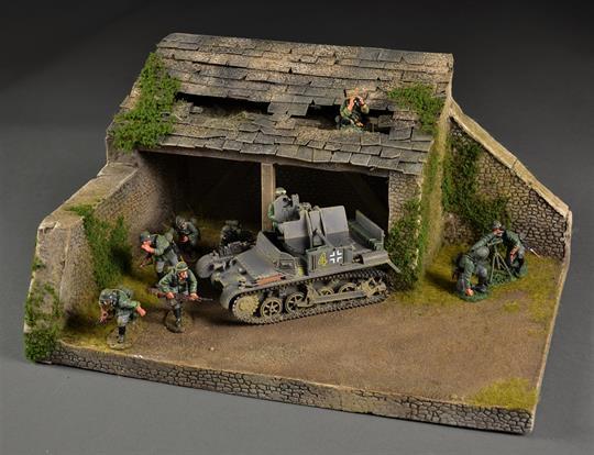 Old barn diorama 36x26cm (Figures, vehicle and trees not incl.)