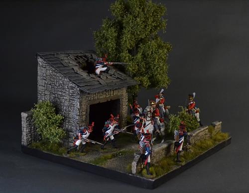 Old barn with damaged roof - diorama