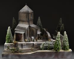 Belgisk landsby kirke - diorama  