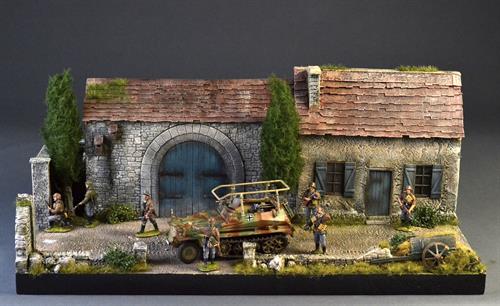 French farmhouse with barn - diorama