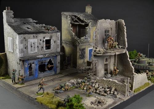 Fransk by i ruiner - diorama