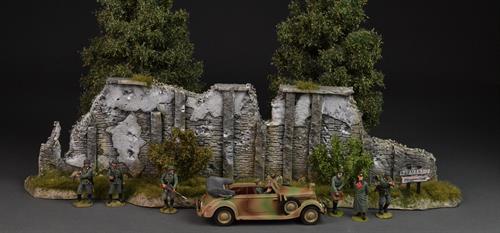 Normandiet - stenmur med grønne buske og græs