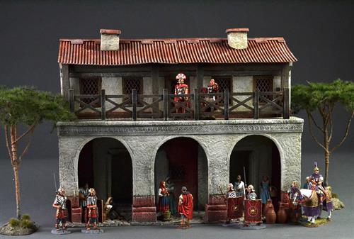 Romersk "Tabernae" to-etagers butiksfacade, 