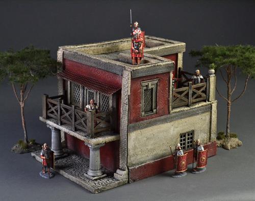 Roman two-story mansion with two balconies,